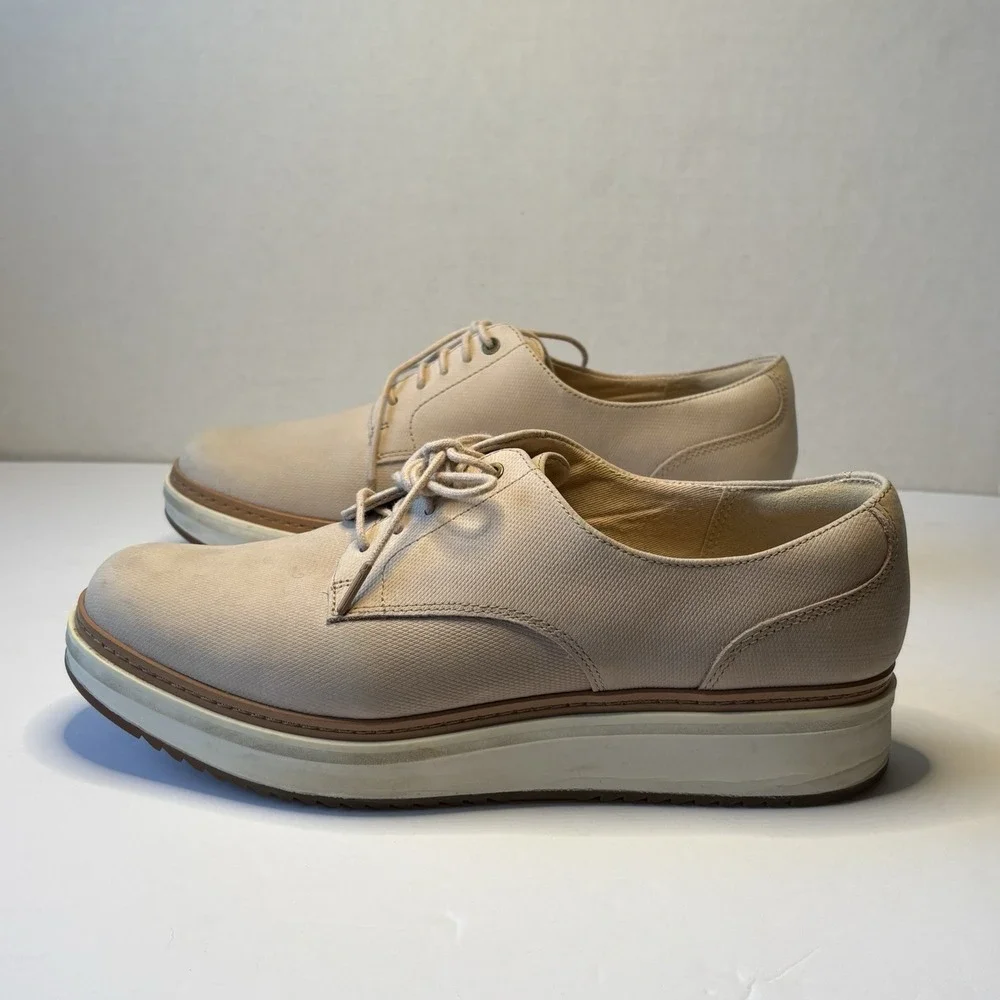 Clarks Teadale Women's Sz 9 Blush Pink Leather‎ Lace Up Oxford Platform Sneaker
